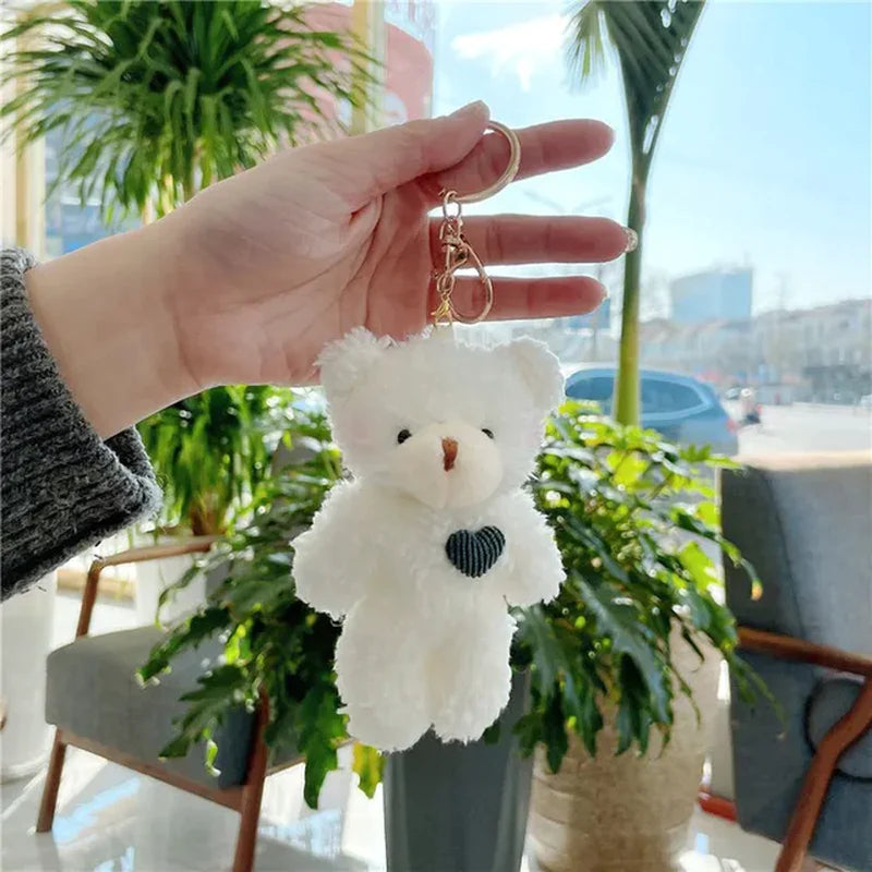 Kawaii 11Cm Soft Teddy Bear Keychain Plush Rabbit Pendant Keychain DIY Trinket Kids Stuffed Animal Toys Bag Car Accessories